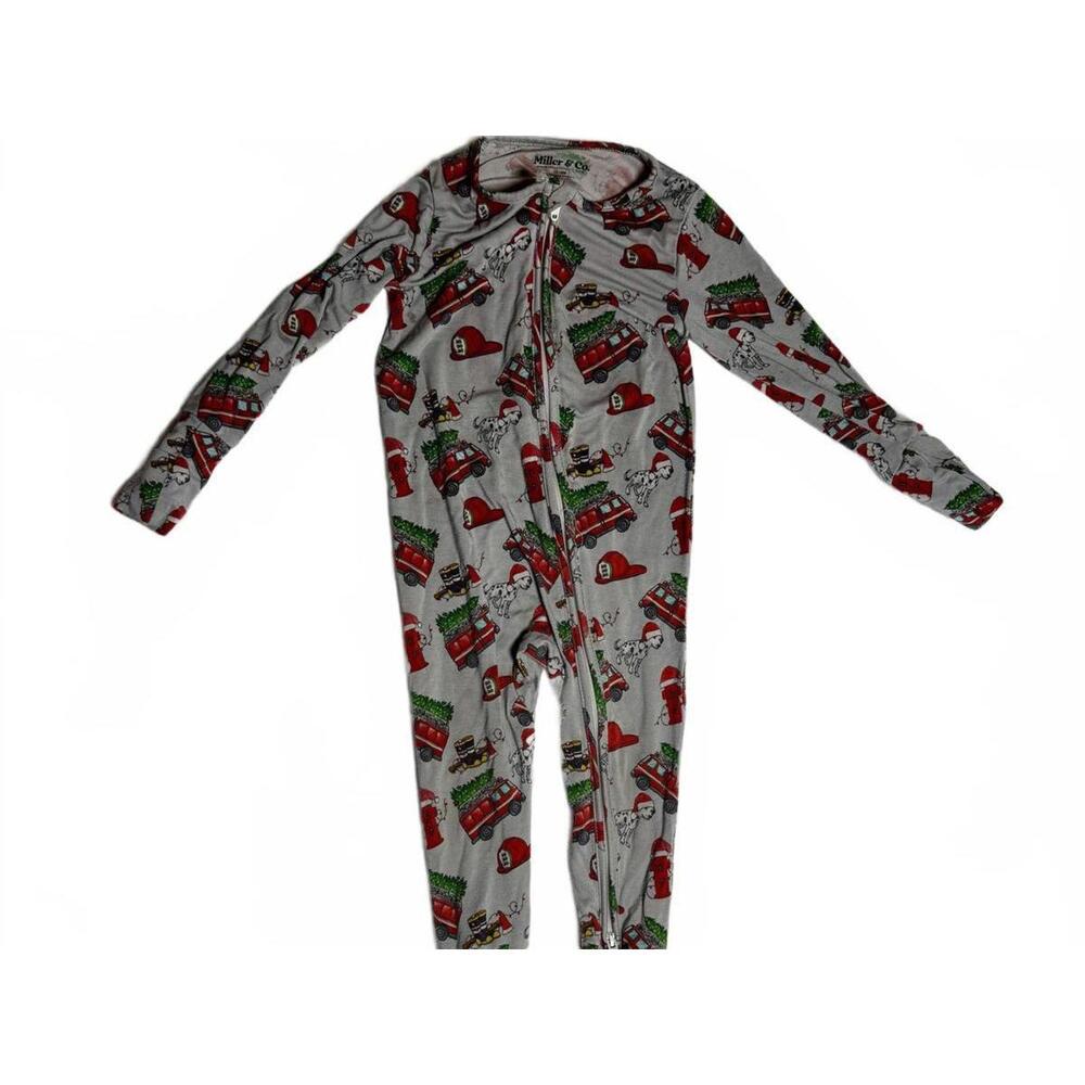 Miller & Co Firefighter Christmas Bamboo Zippy Pajamas Size 12–18M